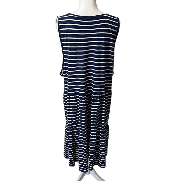 J Crew Factory Sleeveless Stripped Knit Tiered Mini Dress 100% Cotton Size 2X - Picture 4 of 12